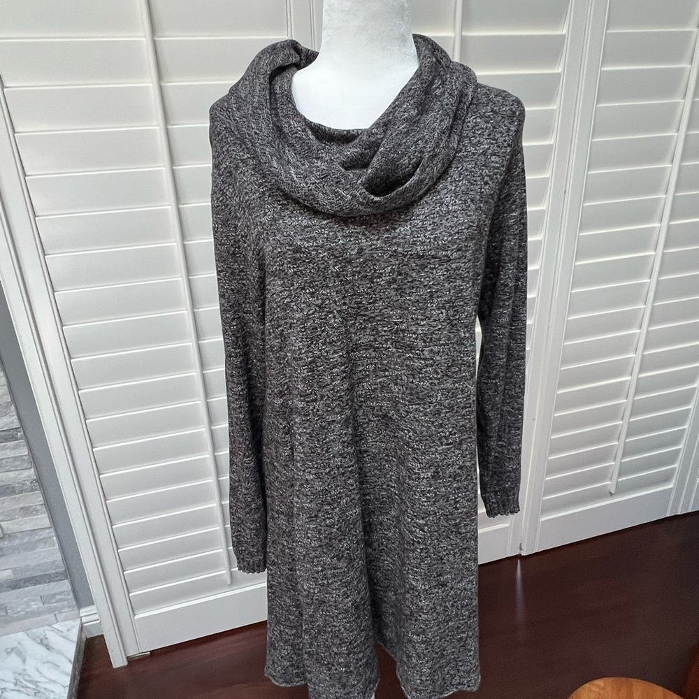 Gray Cowl Neck Sweater Dress